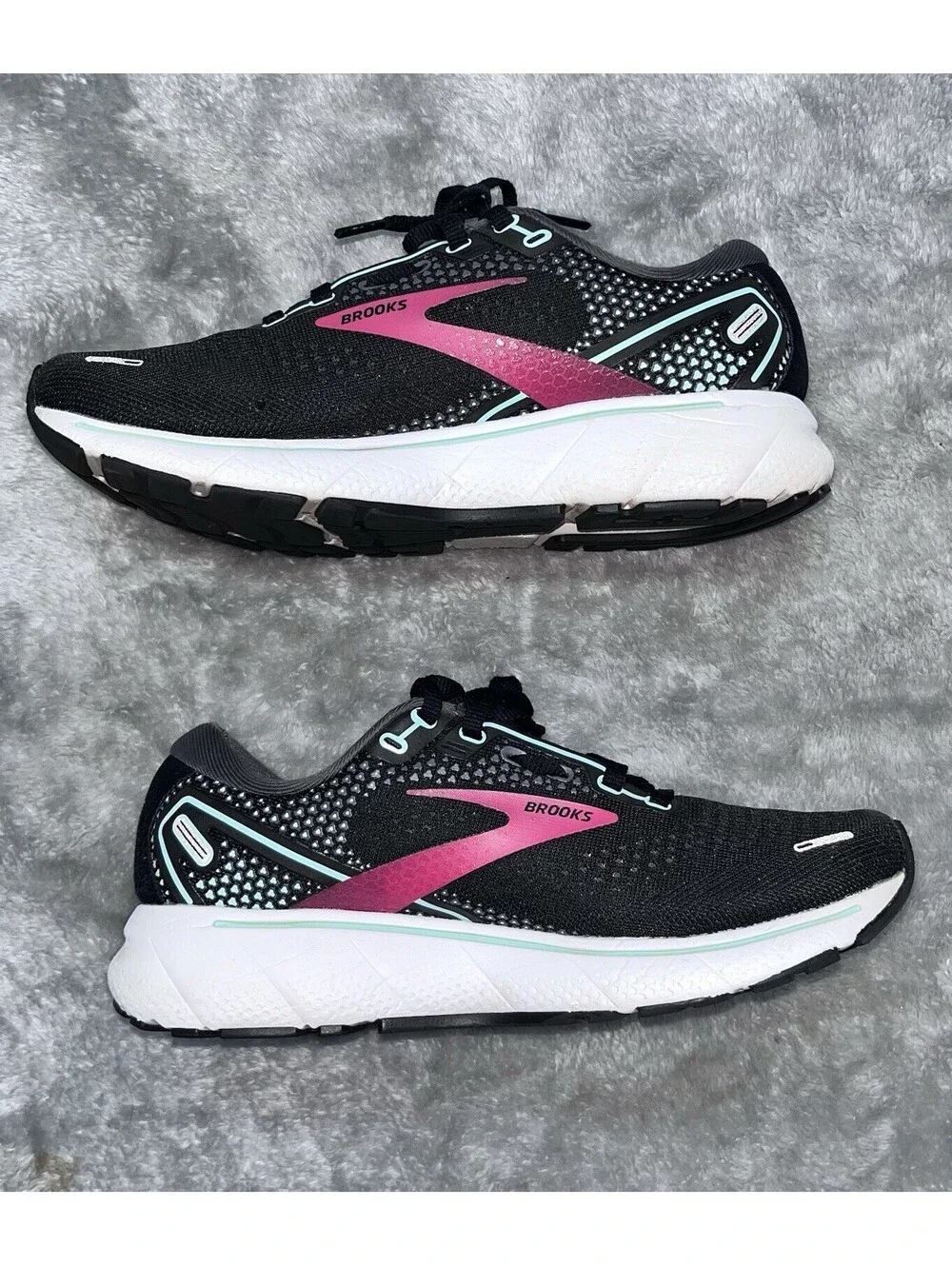 Brooks Ghost 14 Low Black White Pink Women's Running Sneakers Shoes Size 6.5